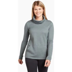 KUHL Women's Athena Pullover -Outdoor Clothing Sale 4214 ws athena pullover pewter green front pdp photo