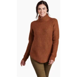 KUHL Women's Sienna Sweater -Outdoor Clothing Sale 4411 sienna sweater copper front 12695 ps pdp photo