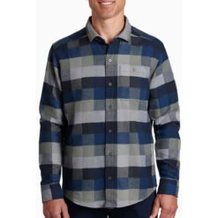 KUHL Men's Pixelatr Flannel Long Sleeve -Outdoor Clothing Sale 7336 pixelatr flannel ls sea glass front pdp photo 41ff3d12 a73b 4e05 b69d e2a7db21f2b9 1