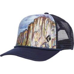 Black Diamond Flat Bill Trucker Hat -Outdoor Clothing Sale AQ3P 2001 FLAT BILL TRUCKER HAT EL CAP 01