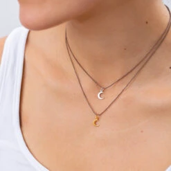 Tiny Charm Necklace - 16" -Outdoor Clothing Sale Bronwen TCCrescentMoon GoldSilver