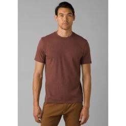 Men's PrAna Crew T-Shirt -Outdoor Clothing Sale M1CREW114 CLOVEHEATHER