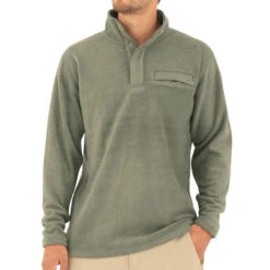 Men's Bamboo Polar Fleece Snap Pullover -Outdoor Clothing Sale M PolarFleece SnapPullover DarkOlive 1