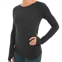 Women's Bamboo Midweight Long Sleeve -Outdoor Clothing Sale W MWLS HeatherBlack 1