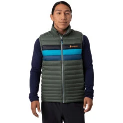 Cotopaxi Men's Fuego Down Vest -Outdoor Clothing Sale f21 m fuego vest spruce stripes front