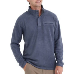 Men's Bamboo Polar Fleece Snap Pullover -Outdoor Clothing Sale polar fleece snap pullover indigo men top 1